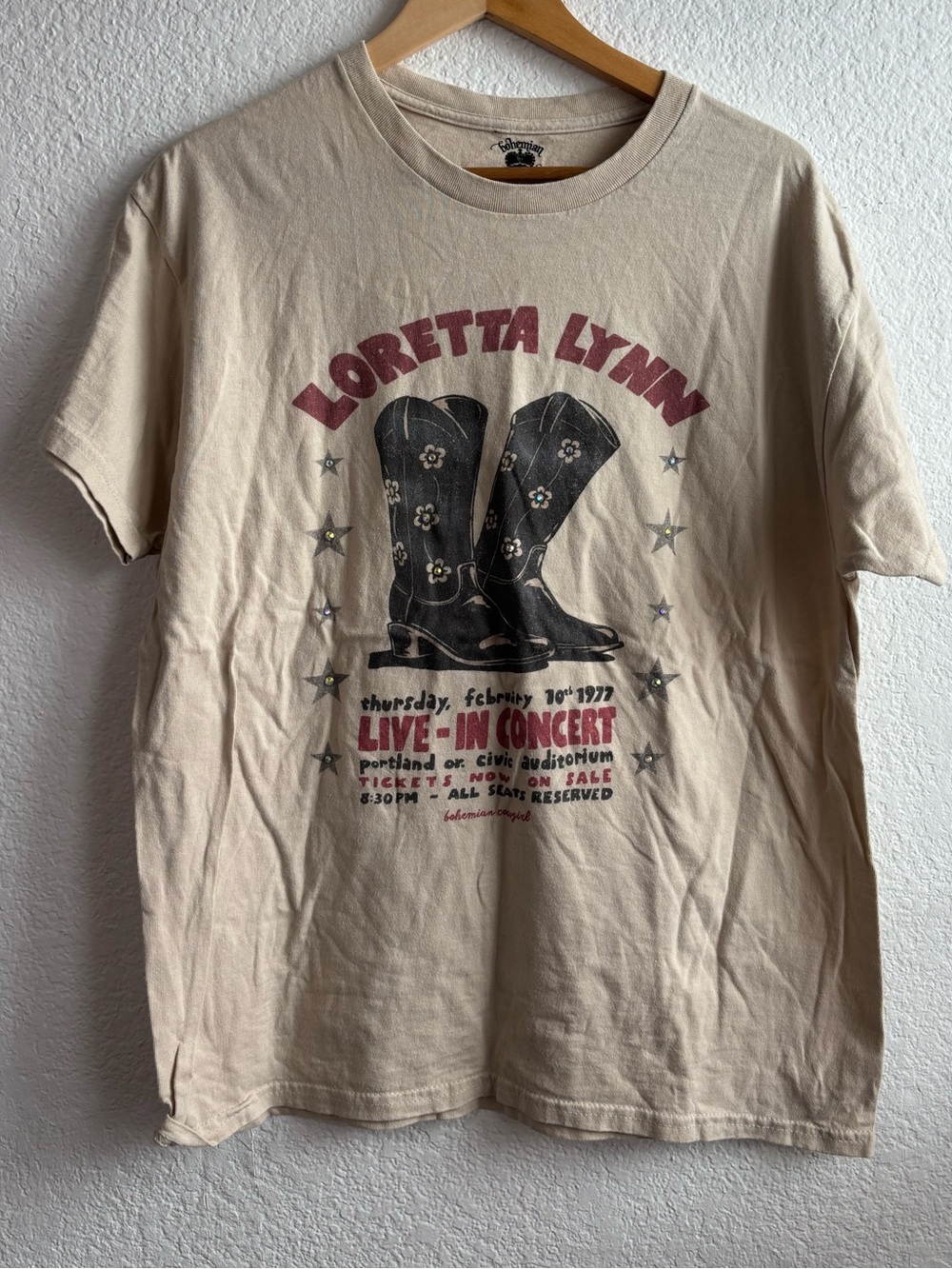 Loretta Lynn Bohemian Cowgirl Band Tee Cotton Womens Large